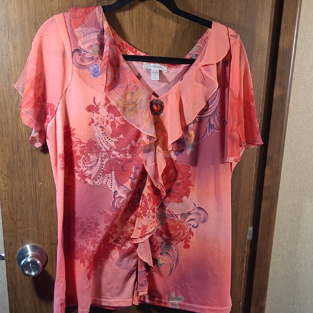 Embelished Floral Top by Dress Barn (1X)